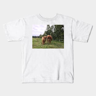 Scottish Highland Cattle Cow and Calf 1520 Kids T-Shirt